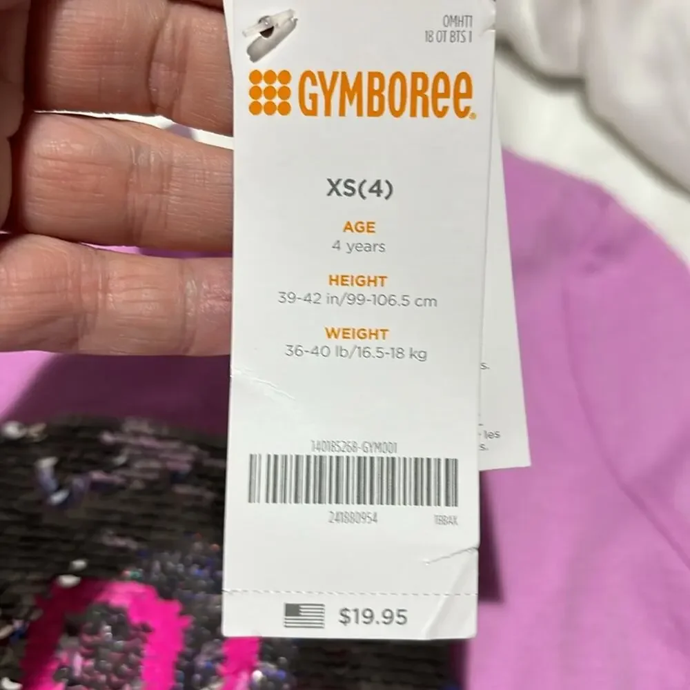 Gymboree xs 4 orchid short sleeve hi low hemline flip sequin lol/omg saying nwt